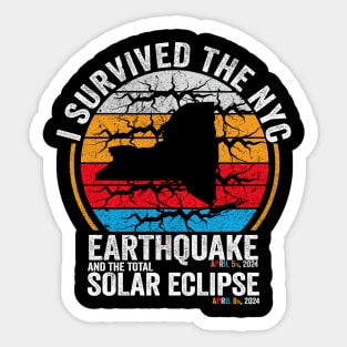 Vintage I Survived the NYC Earthquake and Total Solar Eclipse 2024 Sticker